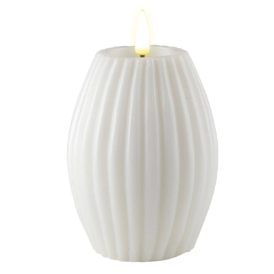 LED Striped Candle White Small