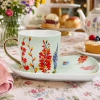 Sunburst Floral Cup and Plate