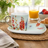 Sunburst Floral Cup and Plate