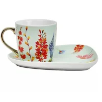 Sunburst Floral Cup and Plate