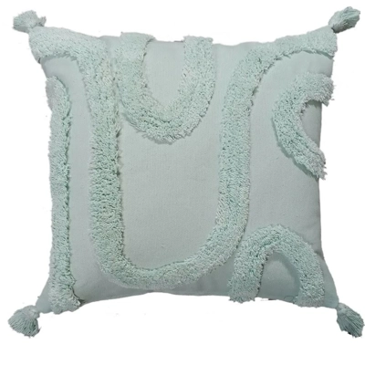 Taj Mint Cotton Tufted Filled Cushion
