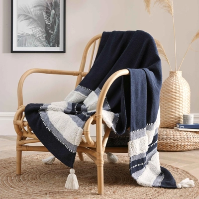 Tirana Cotton Mix Throw Navy