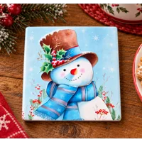 Ceramic Christmas Coaster Set of 4 Snowman