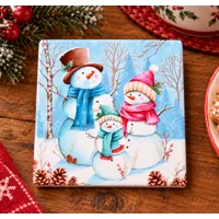 Ceramic Christmas Coaster Set of 4 Snowman