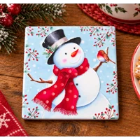 Ceramic Christmas Coaster Set of 4 Snowman