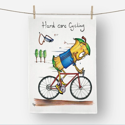 Tea Towel Hard Core Cycling