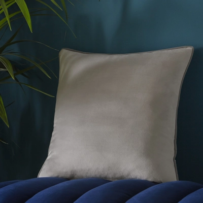 Piped Velvet Cushion Grey