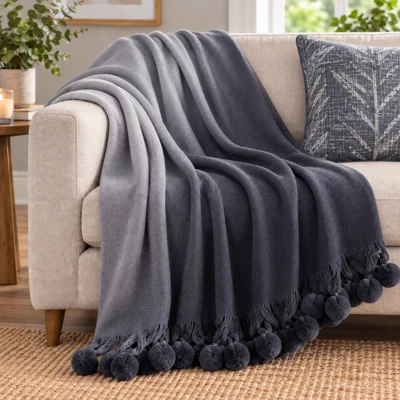 Pom Pom Throw Blue