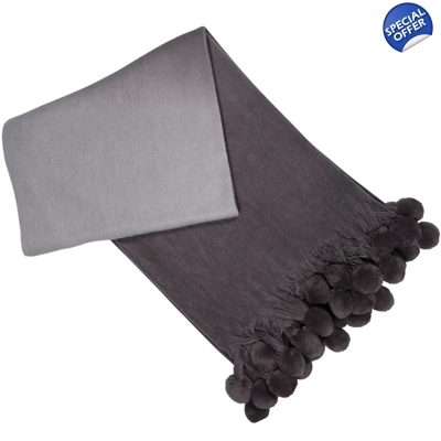 Pom Pom Throw Grey
