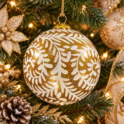 Artisan Handcrafted Bauble Winter Vines Gold