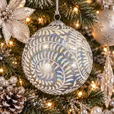 Artisan Handcrafted Bauble Winter Vines Silver