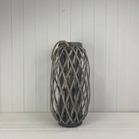 Grey Washed Wicker Lantern Medium