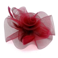Burgundy Flower Mesh Flapper Fascinator