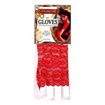 Red Fingerless Lace Gloves