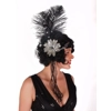 Black Sequin Flapper Headband w/ Beads and Feathers Black Sequin Flapper Headband w/ Beads and Feathers