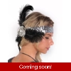 Silver Rose and Feather Flapper Headband Silver Rose and Feather Flapper Headband