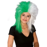 Green and White Wig