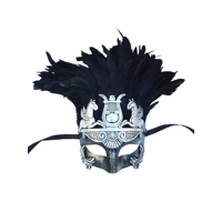 Silver Greek Warrior Eye Mask with Feathers
