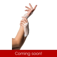 Fingerless Fishnet short Gloves - White