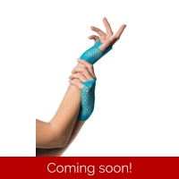 Fingerless Fishnet Gloves (Turquoise)
