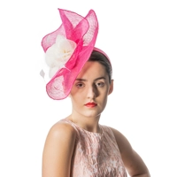 Fuchsia and Ivory Cocktail Fascinator