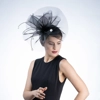 Black and White Sinamay Wired Puff Headband Black and White Sinamay Wired Puff Headband