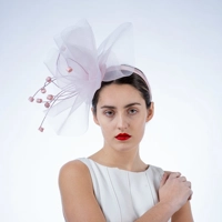 Pale Pink Sinamay Wired Puff Headband