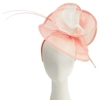 Pink and White Sinamay Fascinator with 2 Quill Stick Feathers Pink and White Sinamay Fascinator with 2 Quill Stick Feathers