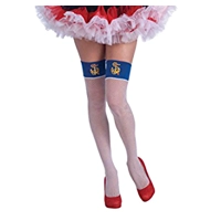 Lady in the Navy Fishnet Thigh Highs