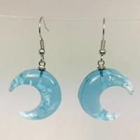 Blue Sky white clouds Crescent Moon