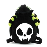 Glow in the Dark Skull Head Spider Plush Backpack in Polye..