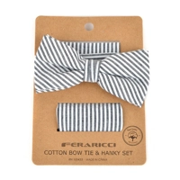 Steel Grey Bow Tie and Hanky set