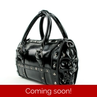 Dual Skull Satchel Bag in Vinyl
