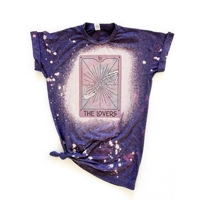 Lovers Tarot Valentines Day Bleached T-Shirt