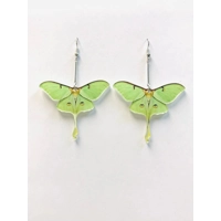 Acrylic Green Luna Moth Earrings