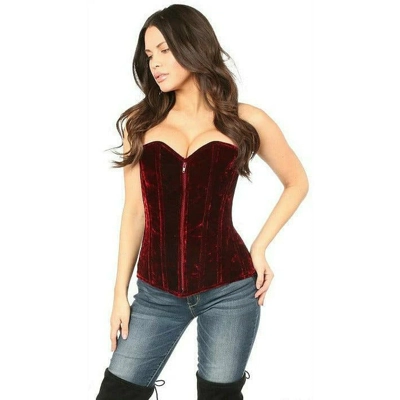 Red Crushed Velvet Overbust Corset