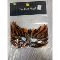 Orange and black feather eyemask