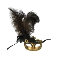 Black Anarkali Mask with Feathers