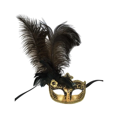 Black Anarkali Mask with Feathers Black Anarkali Mask with Feathers