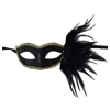 Black Glitter Swirl Eye Mask with Side Feathers