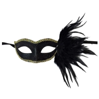 Black Glitter Swirl Eye Mask with Side Feathers
