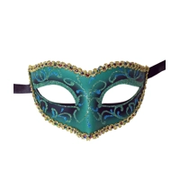 Turquoise Glitter Swirls Eye Mask with Trim
