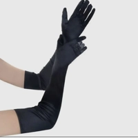 Black Satin Opera Length Gloves