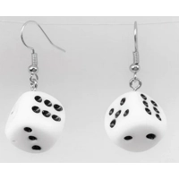 White Dice Earrings