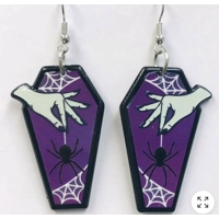 Acrylic Spider Web Coffin Earrings