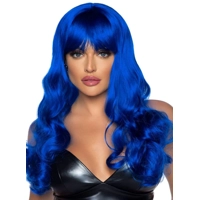 Long Wavy Bang Wig Blue