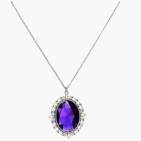 Magical royal purple cameo pendant silver necklace