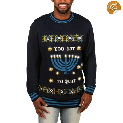 Too Lit to Quit Ugly Christmas Sweater