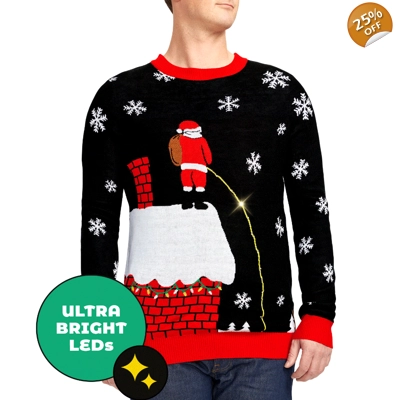 Light-Up Leaky Roof Ugly Christmas Sweater