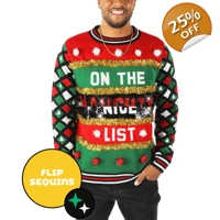 Naughty or Nice Reversable Sequin Ugly Christmas Sweater